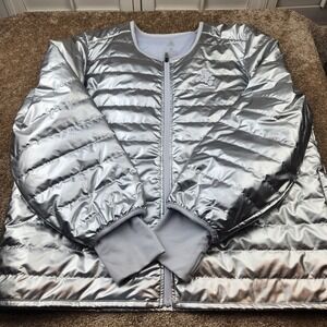 Disney runDisney Silver Metallic Puffer Jacket Mickey Mouse Mens XXL New
